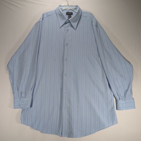 Claiborne Mens Light Sky Blue Long Sleeve Striped Button Down Up Dress Shirt XL - Picture 1 of 6